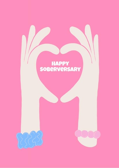 Cute Sobriety Anniversary Card - Heart Hands - Happy Soberversary created by Sober Girl Society