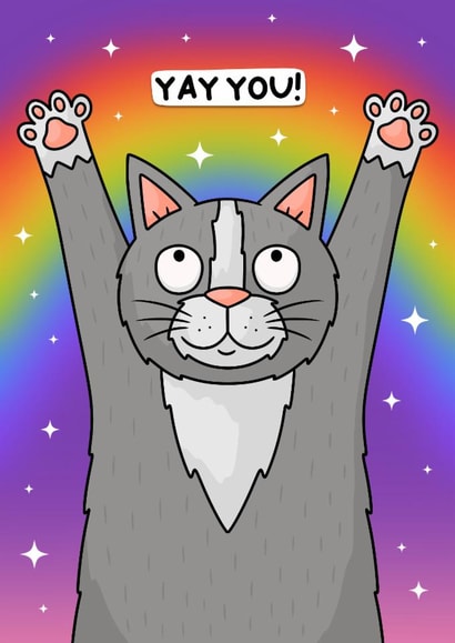 Cute Congratulations Card - Cat - Yay You! created by Wafflemamaart