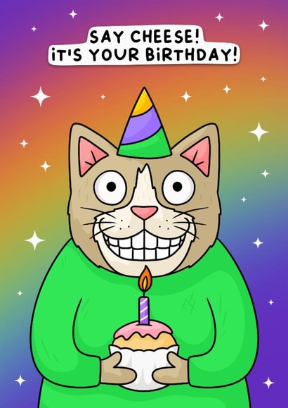 Funny Birthday Card - Say Cheese created by Wafflemamaart