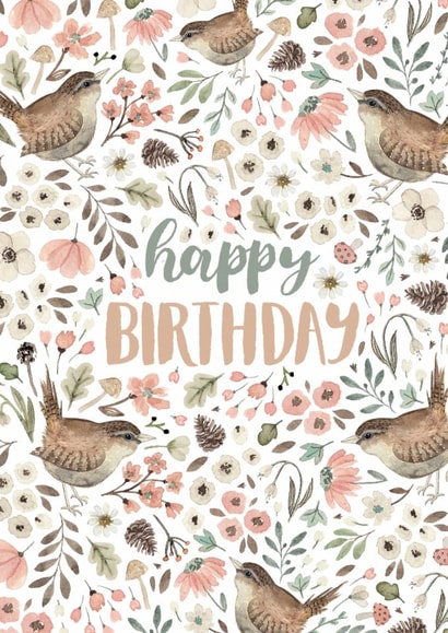 Classic Birthday Card - For Her - Flowers & Birds created by Elena O'Neill