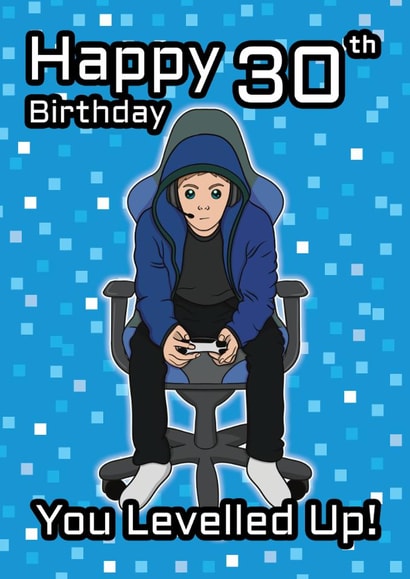 Fun Birthday Card - 30th - Levelled Up - Gamer created by @Cupsie's Creations