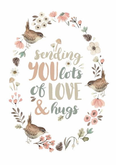 Classic Sympathy/Thinking Of You Card - Love & Hugs - Flowers created by Elena O'Neill