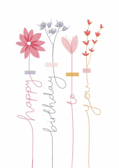 Pretty Birthday Card - Flower Stems created by Two For Joy Illustration