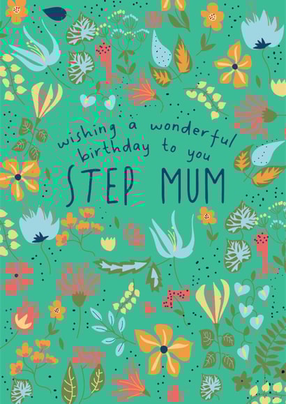 Pretty Birthday Card = For Step Mum - Tropical Flowers created by @Laura Lonsdale Designs