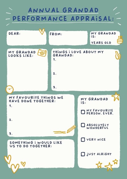 Cute Father's Day Card - Grandad Performance Appraisal created by Sarah Harding