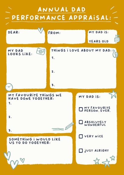 Cute Father's Day Card - Dad's Performance Appraisal created by Sarah Harding