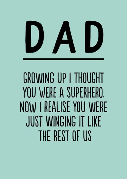 Funny Father's Day Card - Winging It created by The Buddy Fernandez Card Co.