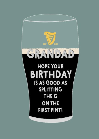 Classic Birthday Card - For Grandad - Guinness - Splitting The G created by Wink Design - Michelle Roberts