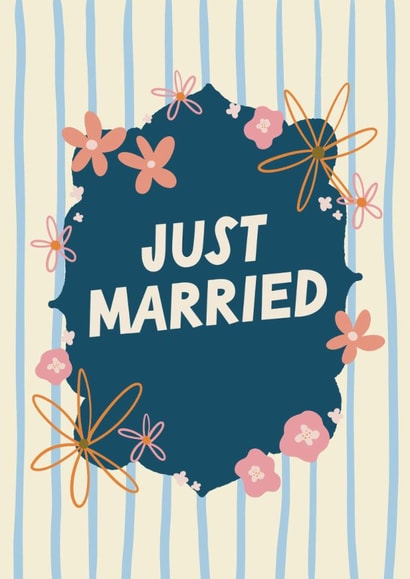 Classic Wedding Card - Just Married - Flowers created by Sweetlove Press