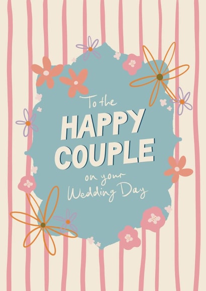 Modern Wedding Card - To The Happy Couple - Flowers created by Sweetlove Press
