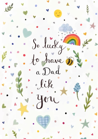 Cute Father's Day/Birthday Card - So Lucky To Have A Dad Like You - Stars created by Love Lucy Illustration
