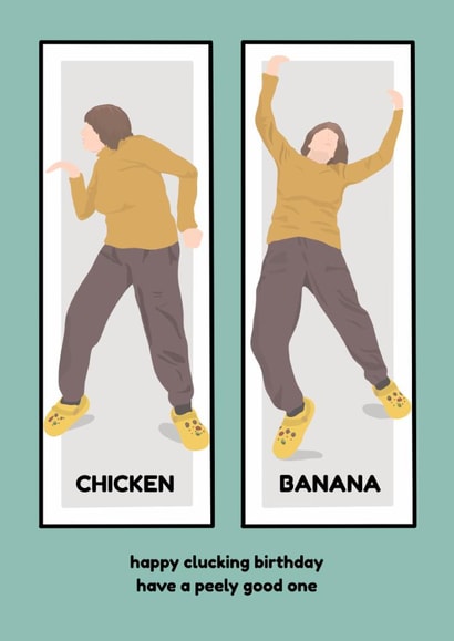 Funny TikTok Trend Chicken Banana Birthday Card created by Dinky Dino