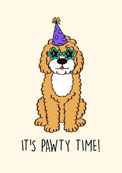 Cute Birthday Card - Pawty Time created by Geeky Schitt