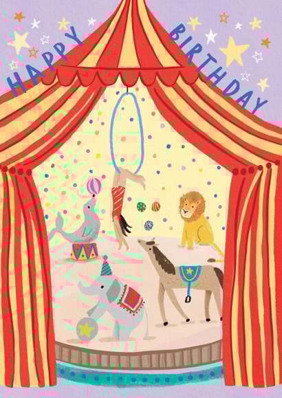 Cute Birthday Card - Circus Animals - Big Top created by Louise Tiler