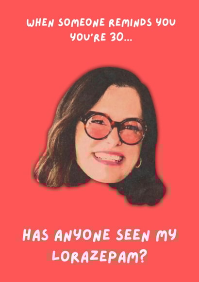 Funny 30th Birthday Card – White Lotus Inspired with Victoria Ratliff Design created by Stevie Doodles