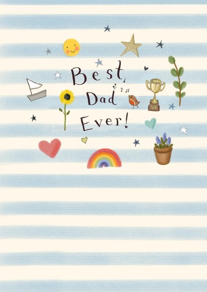 Cute Father's Day Card - Best Dad Ever! - Striped Design created by Love Lucy Illustration