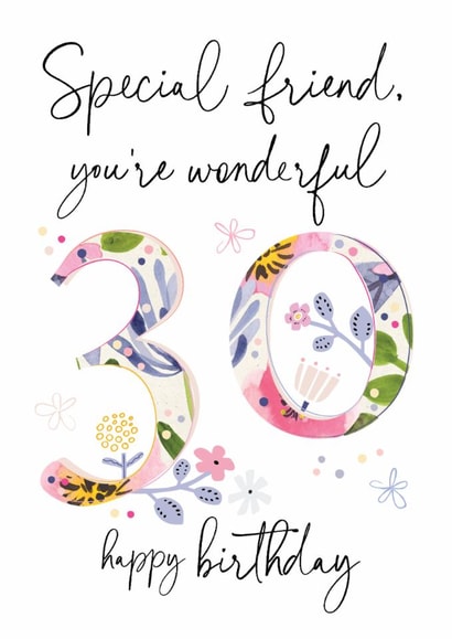 30th birthday card for a special friend - Classic - Floral - For Her created by Katie Phythian Design