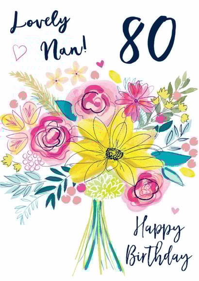80th birthday card for Nan - Classic - Floral created by Katie Phythian Design