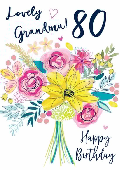 Traditional Birthday Card - 80th - Lovely Grandma created by Katie Phythian Design