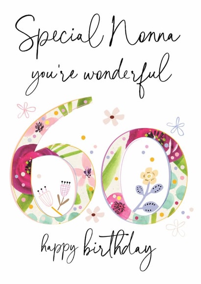 Pretty 60th Birthday - 60th - Special Nonna - Classic - Floral created by Katie Phythian Design