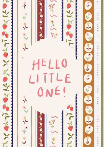 Cute New Baby Card - Hello Little One - Pretty Floral created by Lauren Barclay