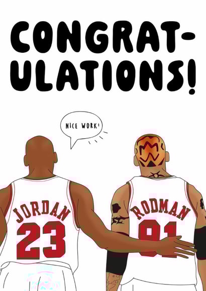 MJ and Rodman Congratulations Card - Basketball Sports Fan created by Nicely Said Co.