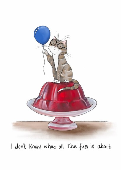 Cute Birthday Card - Cat On A Jelly created by Lucy Driver