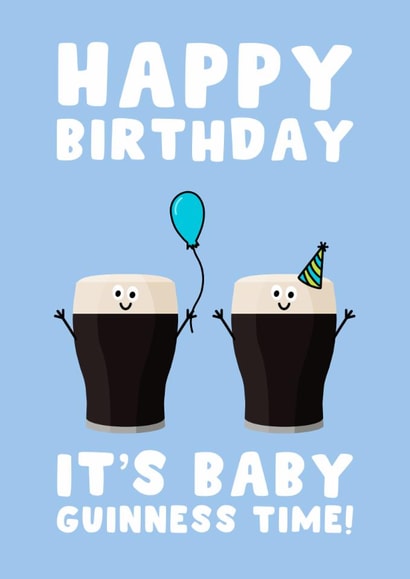 Fun Birthday Card - For Him - It's Baby Guinness Time created by Pink Peach Cards