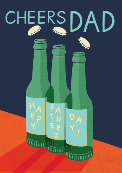 Modern Fathers Day Card - Beer Bottles - Cheers created by Laura Darrington Design Ltd.