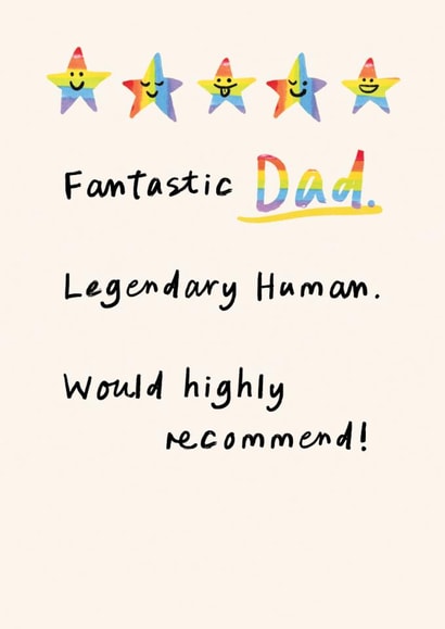 Cute Father's Day/Birthday Card - Five Star Dad - LGBTQ+ created by Paperlink and Meraki Greeting Cards