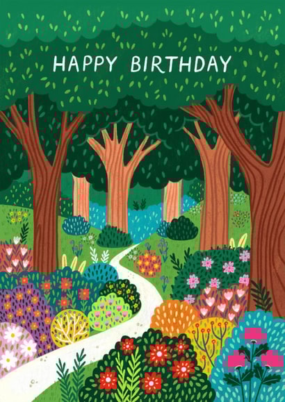 Pretty Birthday Card - Floral Woodland created by Pear Tree Press