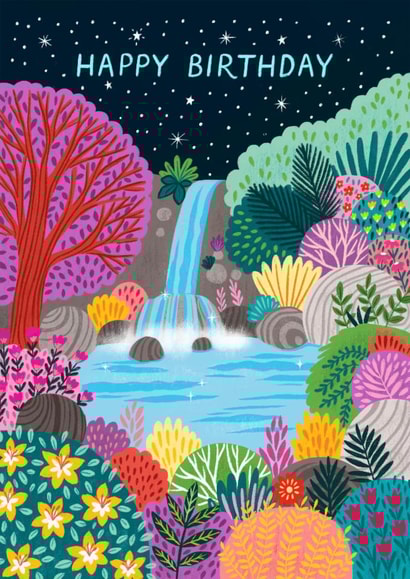 Pretty Birthday Card - Whimsical Waterfall created by Pear Tree Press