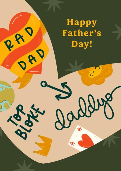 Fun Father's Day Card - Tattoos - Rad Dad created by Abbie Imagine