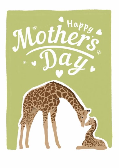Happy Mother's Day, a Cute illustration of a Giraffe Mother and Baby. created by Edel Harrington