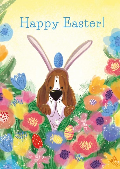 Cute Easter Card - Basset Hound created by Marina Halak
