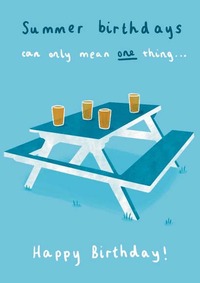 Classic Birthday Card - Beer Garden - Summer Birthdays created by Sophie Kent Illustration