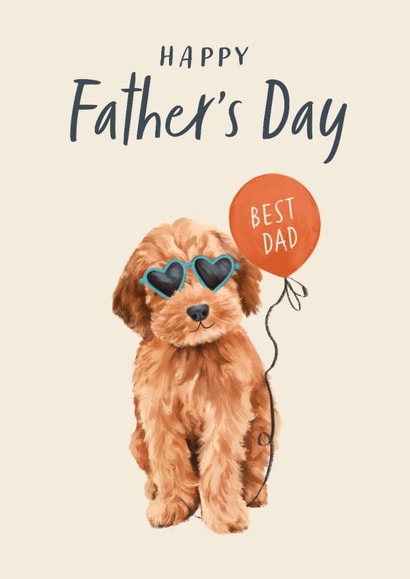 Cute Father's Day Card - Cockapoo - Balloon created by Debbie Daley Illustrations