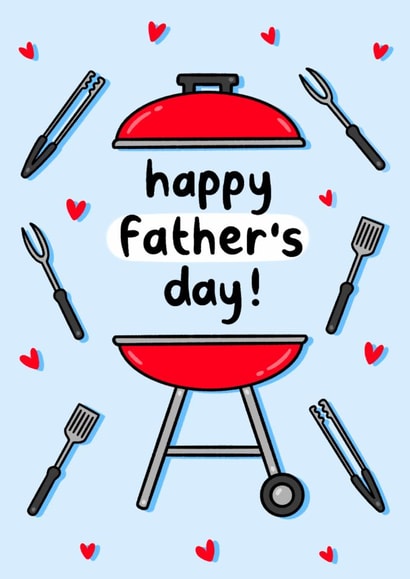 Cute Happy Father's day card for those king of the grill dad's created by Holly Murray Doodles