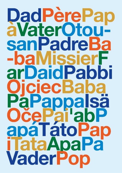 Classic Father's Day Card - Typographic Languages created by Dicky Bird