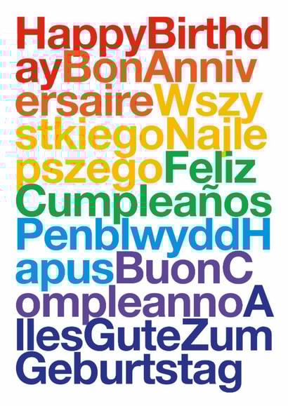 Classic Birthday Card - Typographic Languages created by Dicky Bird