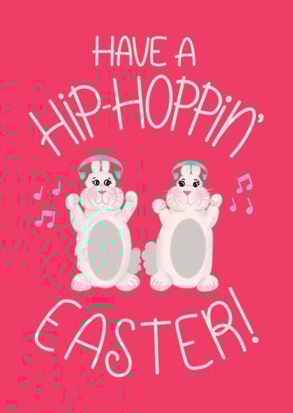 Cute Easter Card - Hip-Hoppin' Easter - Bunnies Dancing created by Angelicabydesign