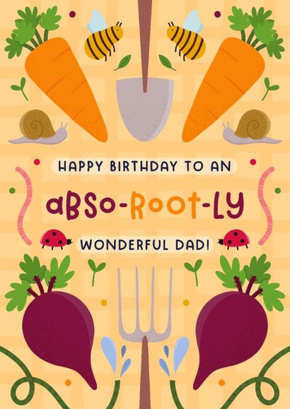 Cute Birthday Card - Wonderful Dad - Allotment Vegetables created by Joanne Hawker