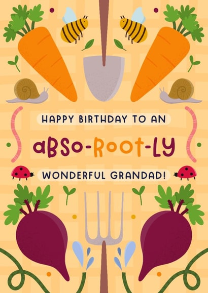 Cute Birthday Card - Wonderful Grandad - Allotment Vegetables created by Joanne Hawker
