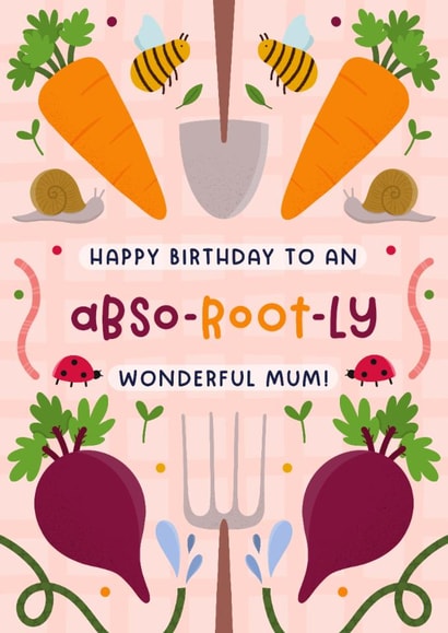 Cute Birthday Card - Wonderful Mum - Allotment Vegetables created by Joanne Hawker