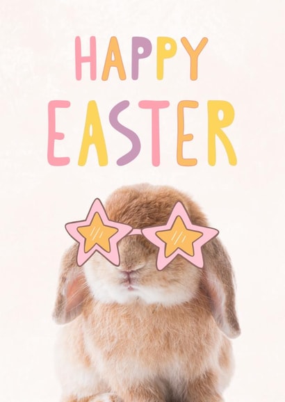Pretty Easter Bunny Card - Fun Happy Easter Card - Bunny Easter Card For Her created by @hollielonglanddesigns