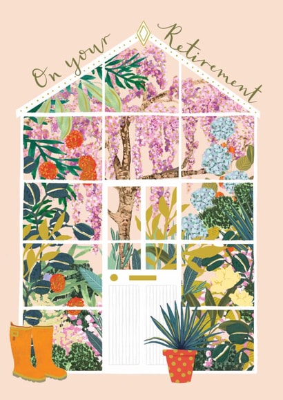 Pretty Retirement Card - For Her - Greenhouse created by Louise Tiler