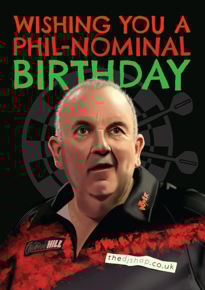 Darts Birthday Card - Phil Taylor - Pun created by AbiGoLucky