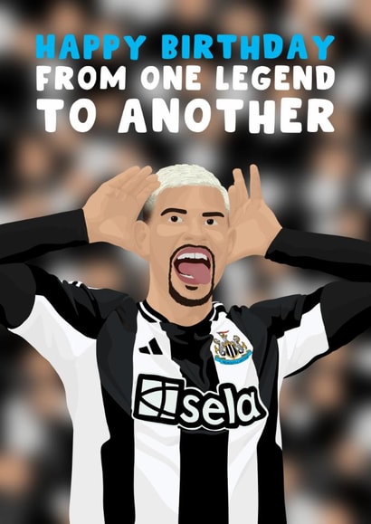 Newcastle United Birthday Card - Bruno Guimarães - One Legend To Another created by Pink Peach Cards