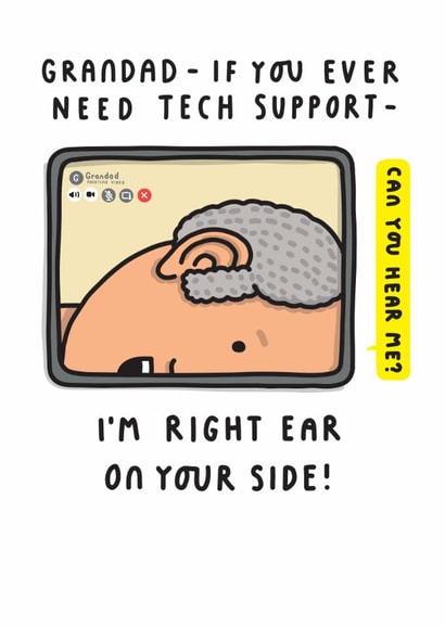 Funny Fathers Day or Birthday Card - For Grandad - I'm Right Ear on Your Side, Grandad! created by mungo and shoddy