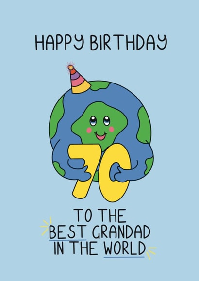 Cute Birthday Card - 70th - Best Grandad created by Schnauzer Scribbles